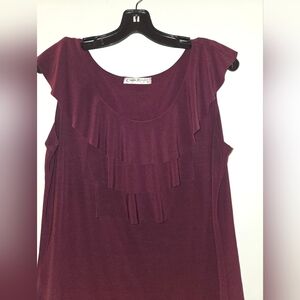 Women's Burgundy Ruffle Top